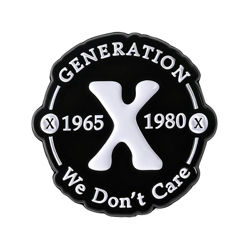 GEN X 1965 1980 Enamel Pins Custom We Don t Care Brooches Lapel Badges Clothes Funny Jewelry Gift for Friends