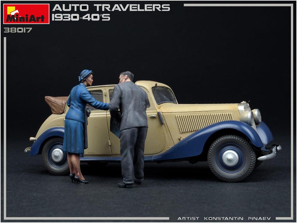 MiniArt Scale Automobile Civilian Travel Plastic Model MA38017 1/35 Set, 1930s-1940s, 4-Piece Set, Kit,