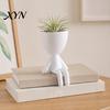 Indoor Plant Pot Ornament 3D Printed Sitting Human Figure Succulents Planter, 2-in-1 Desktop & Decor Ornament, Matte Finish Office Desk Planter