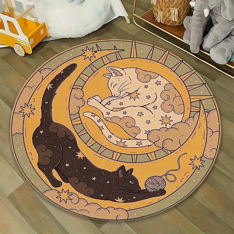 VIKAMA Yin Yang Cat Carpet Round Soft Floor Mat Study Carpet Rug For Bedroom Carpet For Live Room Large Area Rugs Home Decor