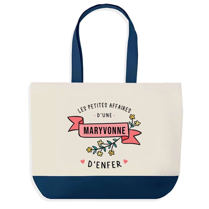 Tote bag - PLANETEE - Maryvonne Les Affaires d'Enfer - fond bleu - coton - 40 x 45 cm