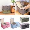 Stylish Cotton Linen Underwear Box Storage Container with Covers for Bedroom