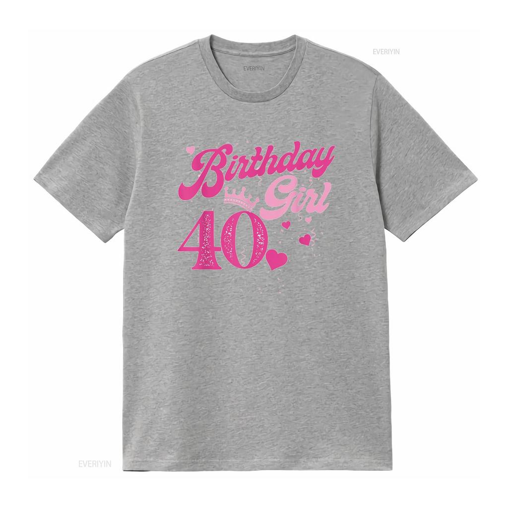 40th Birthday Girl Crown 40 Years Old Bday T Shirt vintage Washed Stretched Stylish Breathable Top For Everyday Wear homme