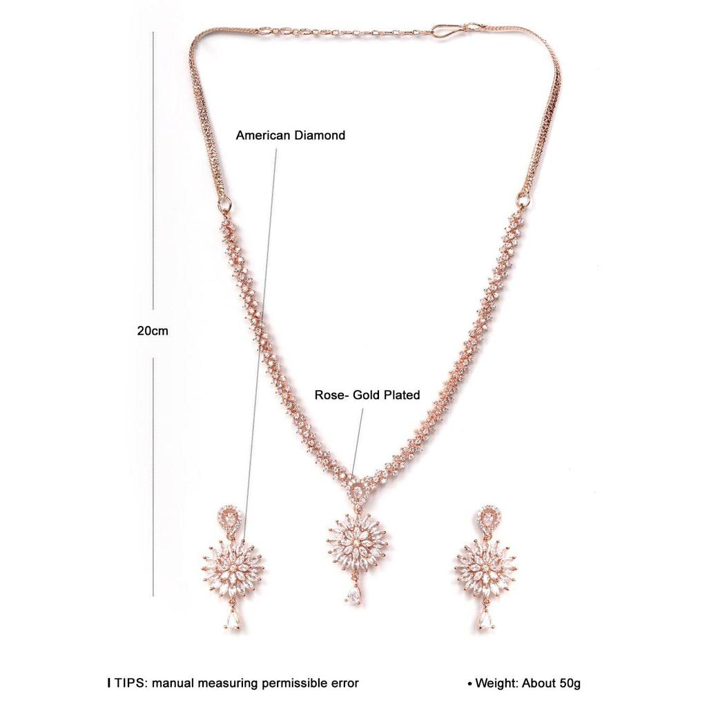 Rose Gold-Plated Diamond Jewelley Set for Women, Girls