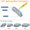 40PCS Lever Wire Connectors Kit 28-12 AWG, 3 Way T Shape Wire Connectors Electrical Splicing Kit and 1 in 1 Out DIY Mini Compact Wire Conductor Quick