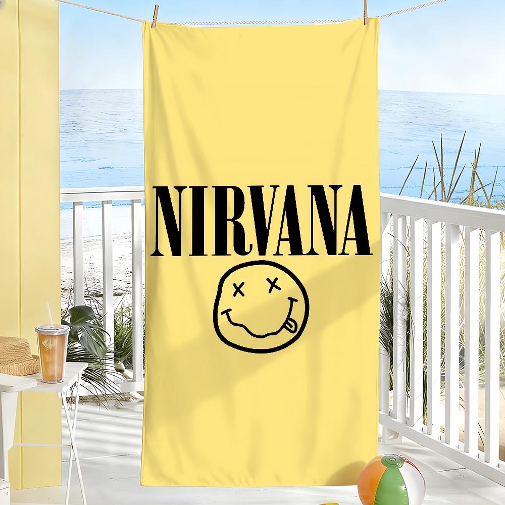 

Rock Band Logo Towel Soft Pool Gift For Travel Gym Shower Camping Quick Dry Sports N-Nirvana-S Large Beach Towels W30*H60(CM)