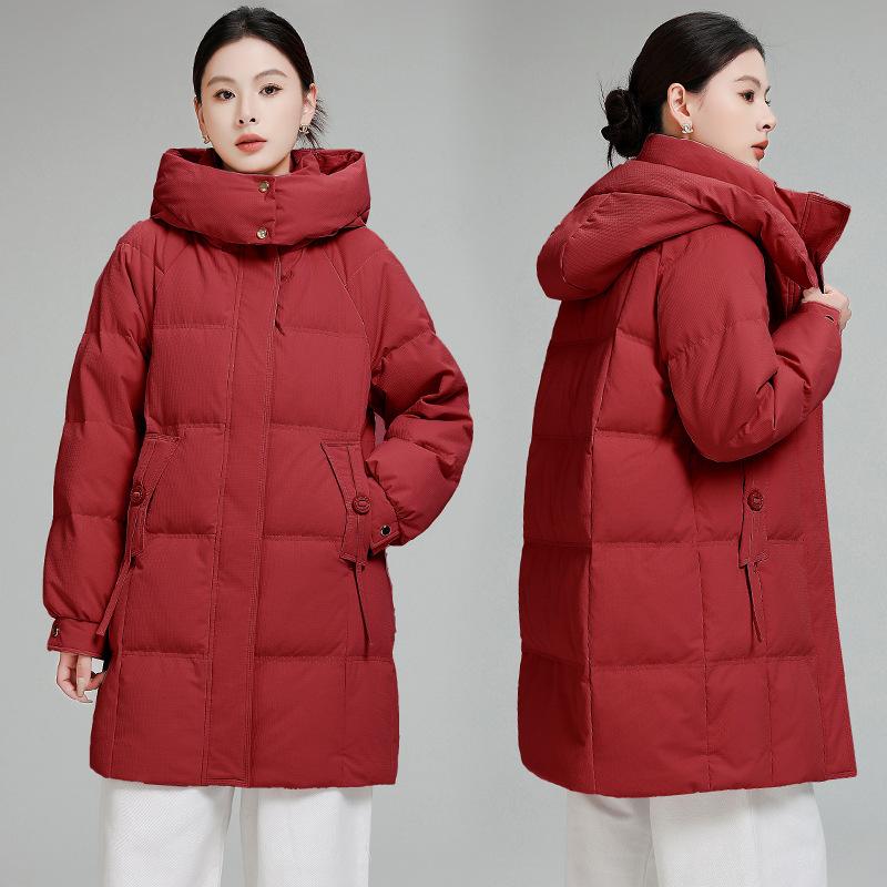 Down cotton jacket women's mid-length 2025 new cotton jacket fashionable Korean loose padded jacket winter thickened warm jacket