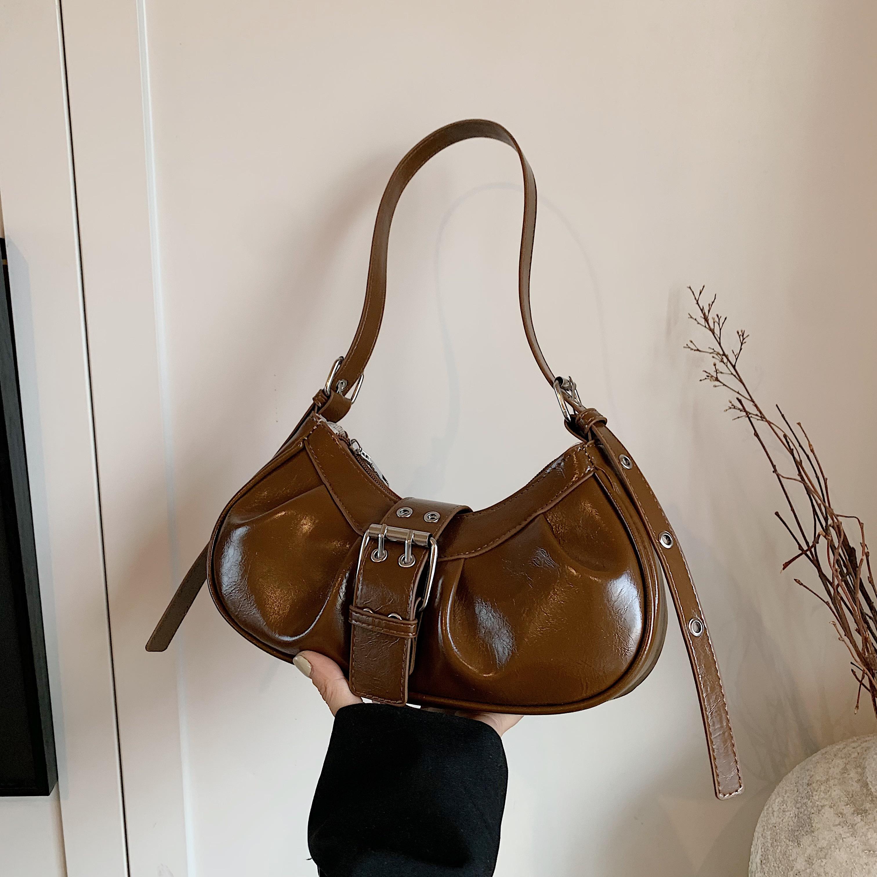 

Плиссированная сумка-облако, простая однотонная модная сумка с пряжкой на ремне и ретро-сумкой через плечо