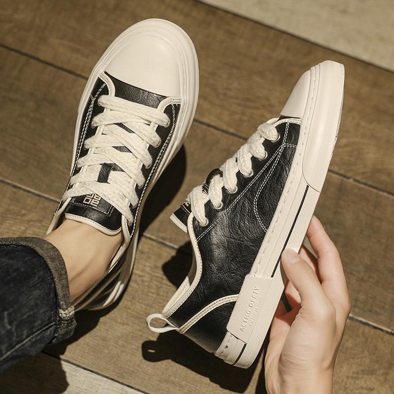 Fashion Men Casual Shoes Breathable Leather Non Slip Shoes Soft Soled Travel Sneakers White Leather Men Flats Business Shoes