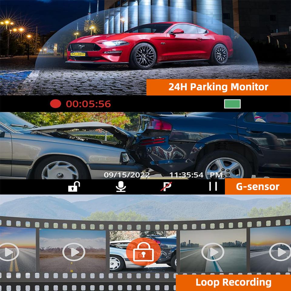 E-ACE 4K Dash Cam 2.5K Rear View Camera Dual Lens Dual Channel Car Dvr Support WIFI GPS Night Vision Loop Recording Black Box