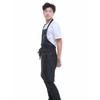 W00MOON Kagetsu Men's Adjustable Neck Apron, Plus Size, Front Tie, Cafe Style, Opaque, For Business or Work (Black Front Tie Neck Apron)