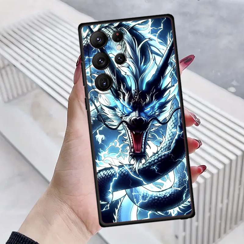 

Чехол для телефона Samsung Galaxy S26 S25 S24 S23 S22 S21 S20 Ultra Plus FE 5G, черный, мягкий ТПУ, с дизайном в виде аниме-дракона Galaxy S24 FE
