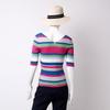 Anlom Women's Slim-Fit Striped V-Neck Knit Top