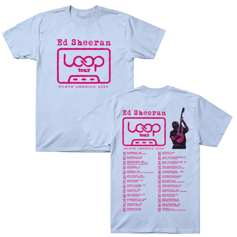 Ed Sheeran 2026 Nord America Tour Magliette 2026 Loop Concerto Nuova Data Stampa Grafica Maglietta Cotone Alta Qualità Magliette Unisex