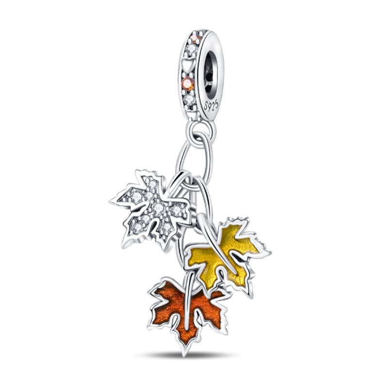 Copper Autumn Harvest Series Squirrel Maple Leaf Pumpkin Charms Pendants Fit Original Bracelets Diy Jewelry