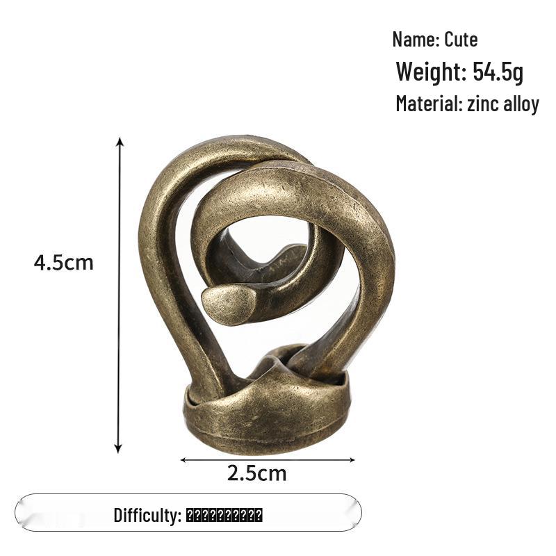 Zinc Alloy Kongming Puzzle Lock: Disentanglement Ring Educational Toy