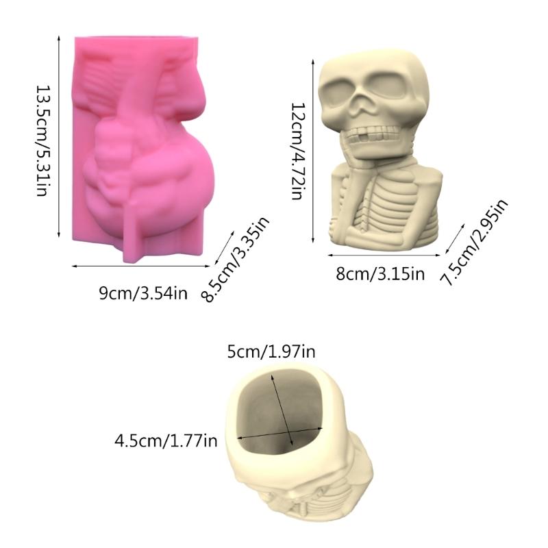 Skull Man Gypsum Silicone Mold Diy Succulents Concrete Flower Pot Vase Plaster Cement Mold Clay Mold Candle Holder Mold