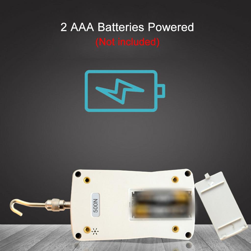 Digitaler Kraftmesser Push-Pull-Messgerät 500N Tragbar Handheld mit Einheitenumschaltung Hintergrundbeleuchtetes Display Automatische Abschaltung Grau Grün