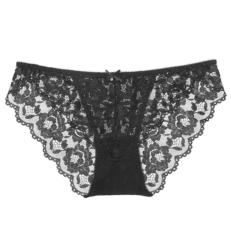 Women Sexy Sheer Lace Low Waist Triangle Briefs Cotton Crotch Hip Lifting Panties