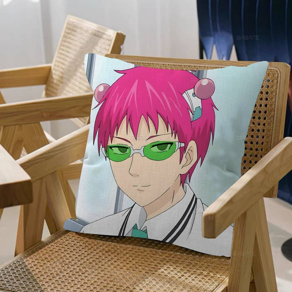 Anime Role Saiki K Chibi Cartoon Pillow Cushion Cover Pillowcase Living Room Sofa Home Decor Customized