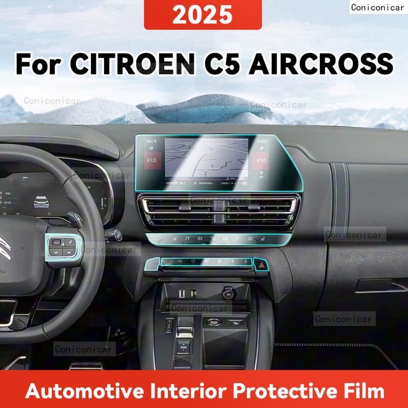 TPU For CITROEN C5 AIRCROSS 2024 Transparent Protective Film Car Interior Central Control Navigation Panel Auto Sticker