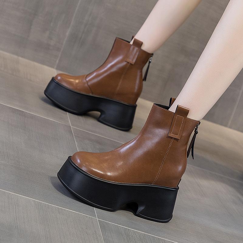 

Ботинки Мартин на толстой подошве для женщин на осень и зиму 2025 года, новая супервысокая платформа 11 см, однотонные модные ботинки ар 39