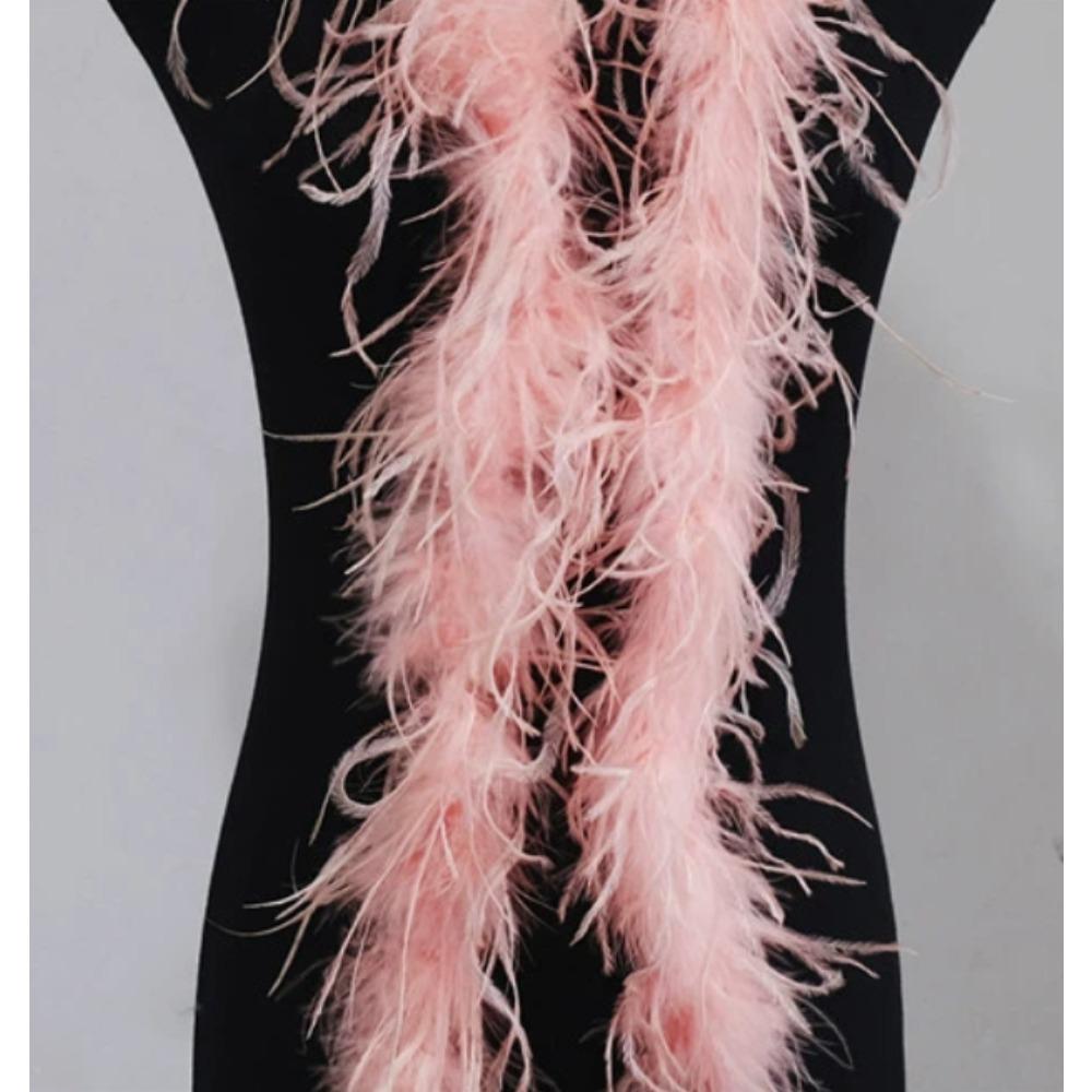 Blue 1PLY Natural Ostrich Feather Boa Fluffy Plume Ribbon Shawl DIY Sewing Trim for Wedding Christmas Party Dress Costume Accessories
