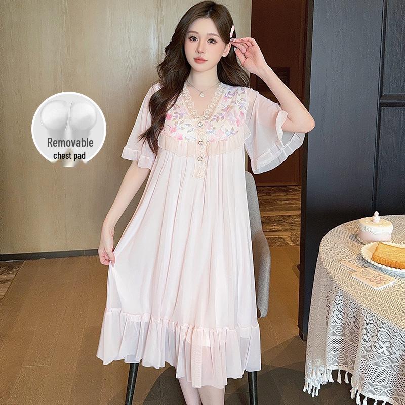 Pyjama en maille style princesse pour femme avec coussinets de poitrine - Été 2026