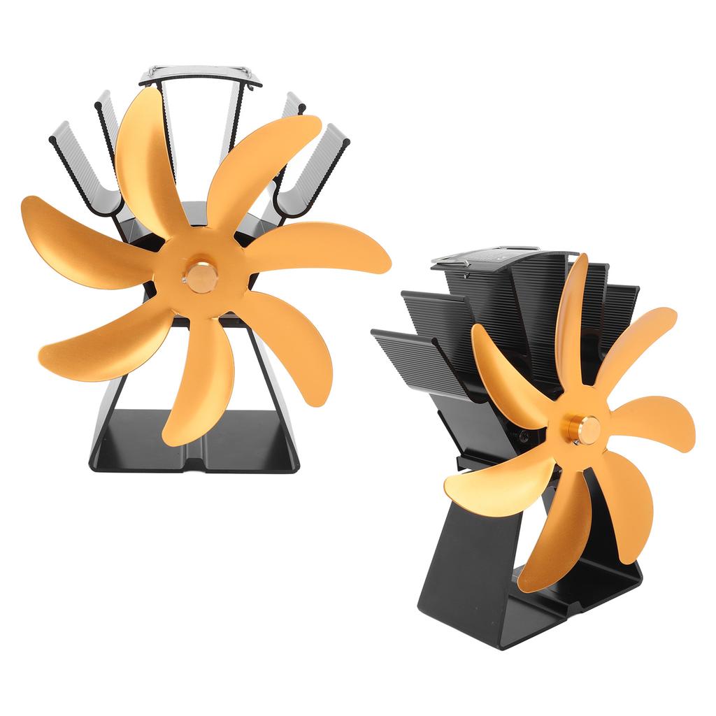 7 Blades Heat Powered Stove Fan Silent Operation Fireplace Fan Aluminium Alloy Wood Stove Fan