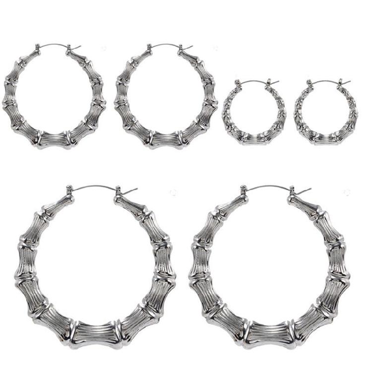 Simple Large Celebrity Earrings Hoops Big Bamboo Circle Hoop Earrings for Friend