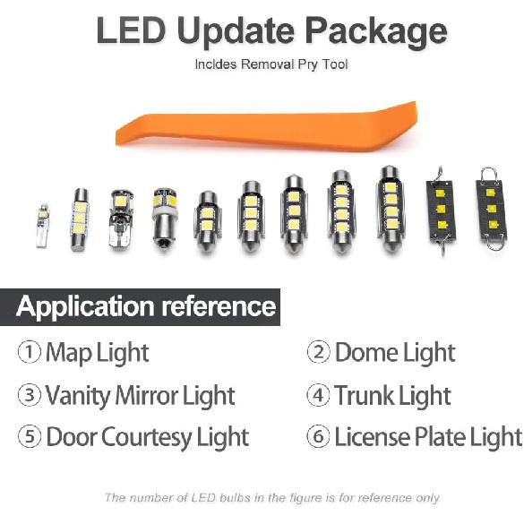 14pcs Accord Interior LED Lights Bulb Kit for Hon'da Accord 2008 2009 2010 2011 2012 Map Dome Trunk Lights Super Bright 6000K White LED Interior