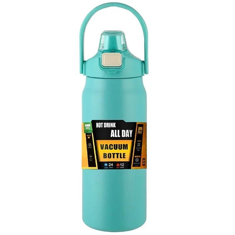 Portable Thermos with Straw 304 Stainless Steel Thermal Mug Tumbler Coffee Cup Steel Thermal Mug Tumbler Hot Water Water Bottle