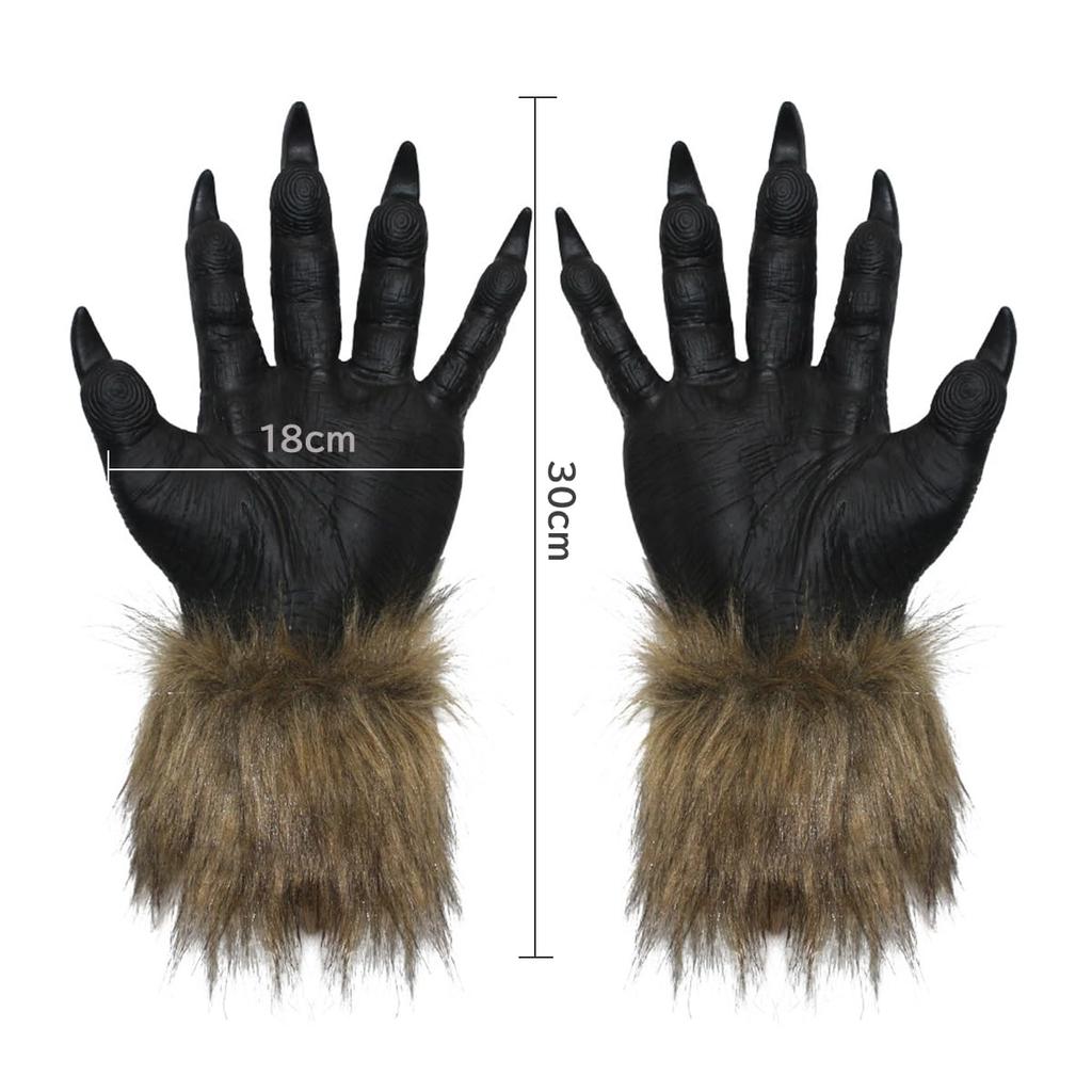 FakeFace Halloween Cosplay Grim Beast Adult and Latex Scary Monster Animal Party Stage Haunted Add Atmosphere Gloves, Reaper, Wolf, Costume, Child,