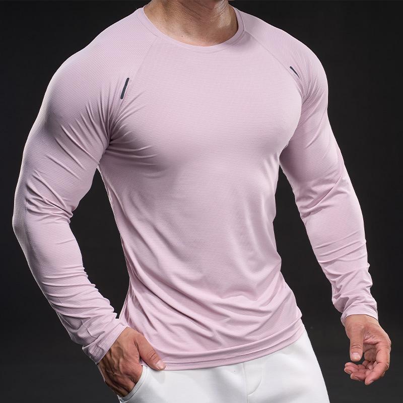 New Quick-drying Ice Silk Long-sleeved T-shirt Men's Casual Sports Fitness Outdoor T-shirt Top Men
