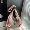 Christmas Knitted Shoulder Bag Women Simple Large Capacity Hollow Woven Tote Bag Textured Casual and Versatile Commuting Bag