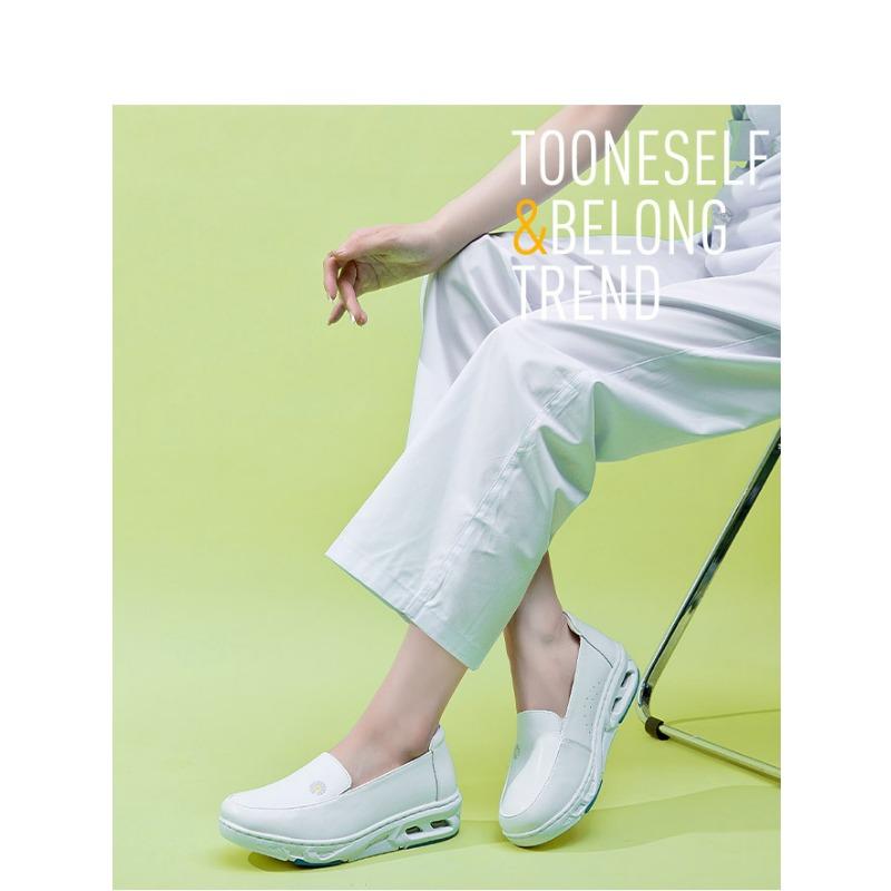 New Leather EVA Air Cushion Hospital White Nurse Shoes Comfortable Soft Bottom Trendy White Shoes