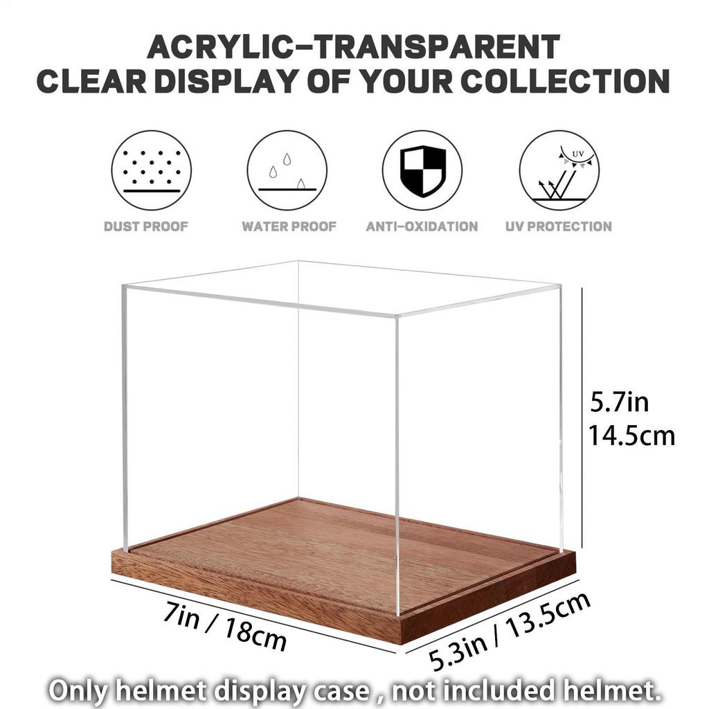 Boîtier de Casque Vitrine Boîte Transparente Pleine Taille avec Support en Bois Vitrine de Casque de Football Pleine Taille pour Objets de Collection Sportifs