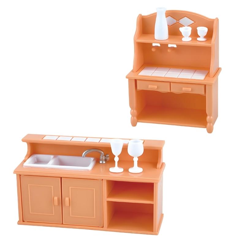 Creative Doll House Kitchen Toy Set Includes Cabinets Sink And Utensils For Imaginative Play Pretend Play Kitchenette 1