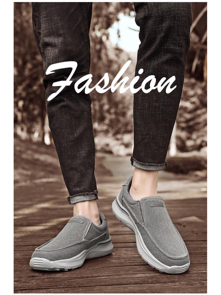 Men's Slip-On Canvas Shoes - Old Beijing Style, Thick Sole, Available in Extra Large Sizes up to 48