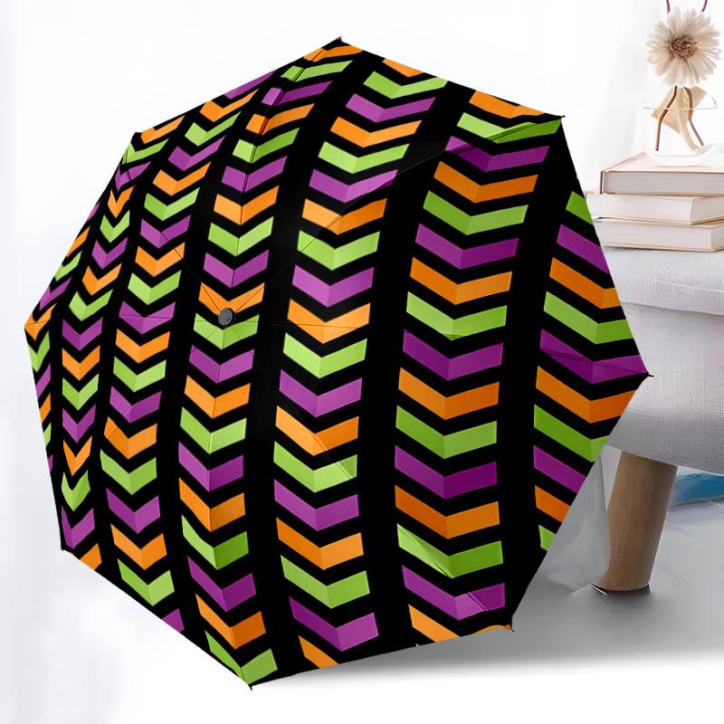 

1pc Sturdy 8-Bone Auto Umbrella, Colorful arrows Umbrella, Digital Printed, Foldable Umbrella for On-the-Go Outdoor Use