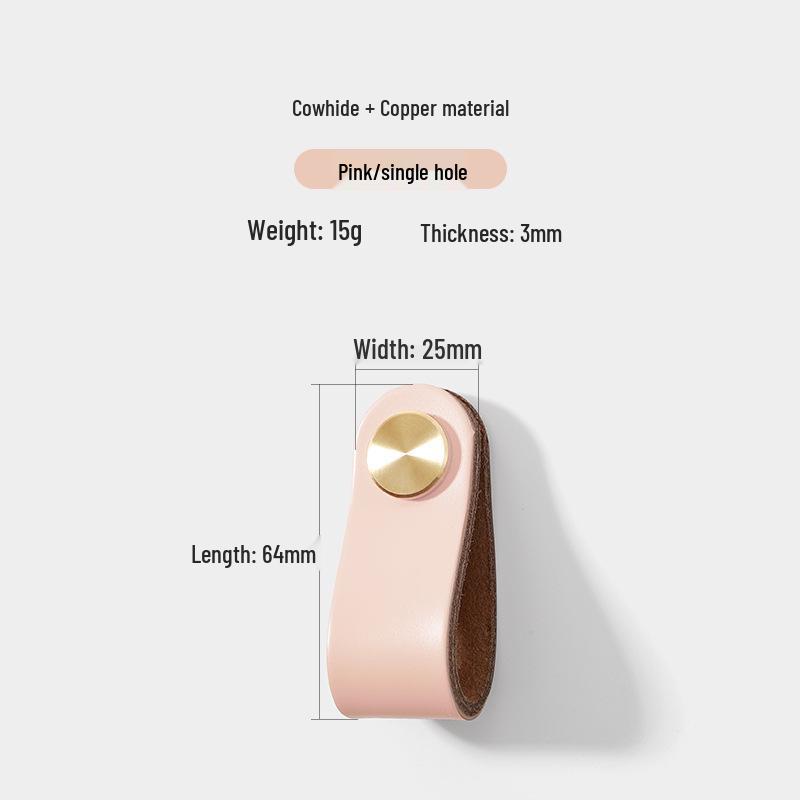 Cross-Border Brass and Leather Cabinet Pull Handle