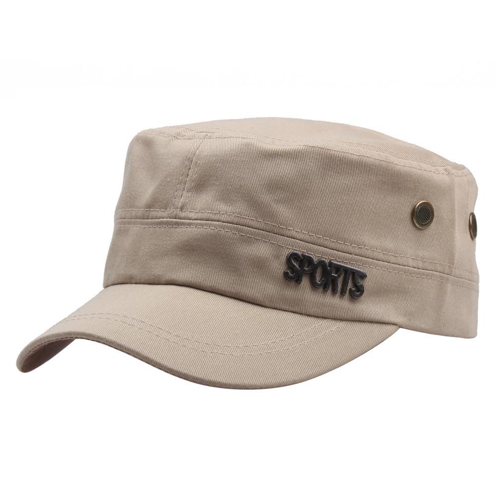 

Cotton Letter Mens Flat Top Hat With Sun Protection For Casual Wear бежевий