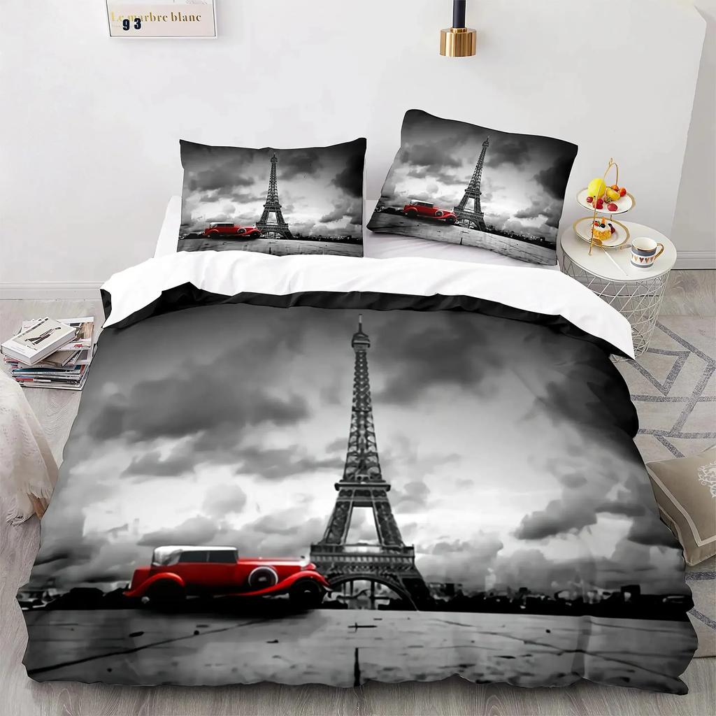 3D Print Eiffel Tower France Paris Comfortable Duvet Quilt Cover Pillowcase Bedding Set Children Bedroom Decoration Home Textile