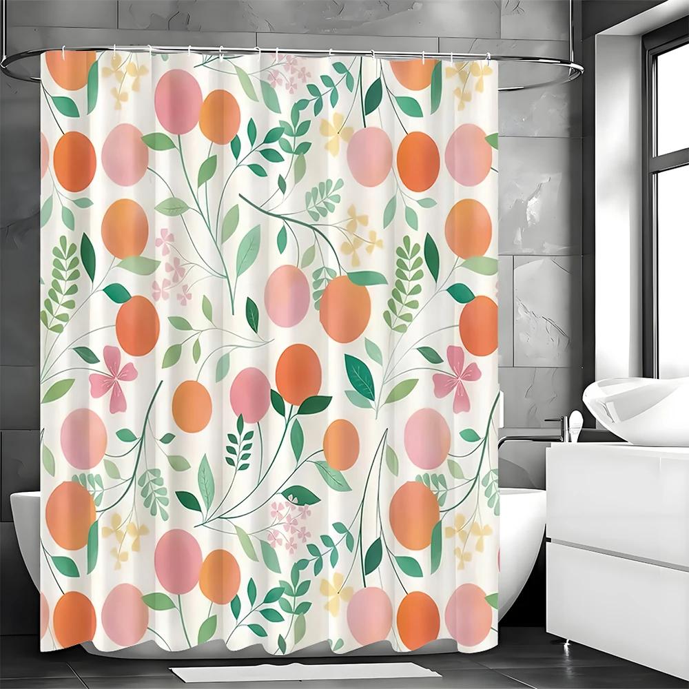 Vanilla Peach Shower Curtain, Bathroom Decorative Shower Curtain, Waterproof Shower Curtain With Hooks