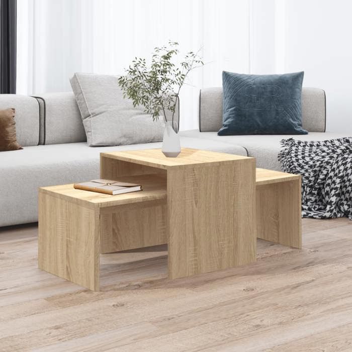 VidaXL Ensemble de tables basses Chêne sonoma 100x48x40 cm Aggloméré