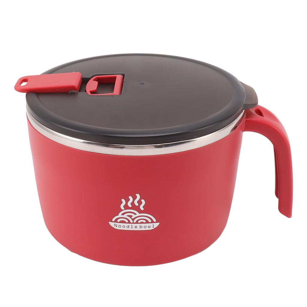 Stainless Steel Instant Noodle Bowl Seal Drain Soup Mug with Lid Phone Holder for Dormitory Office