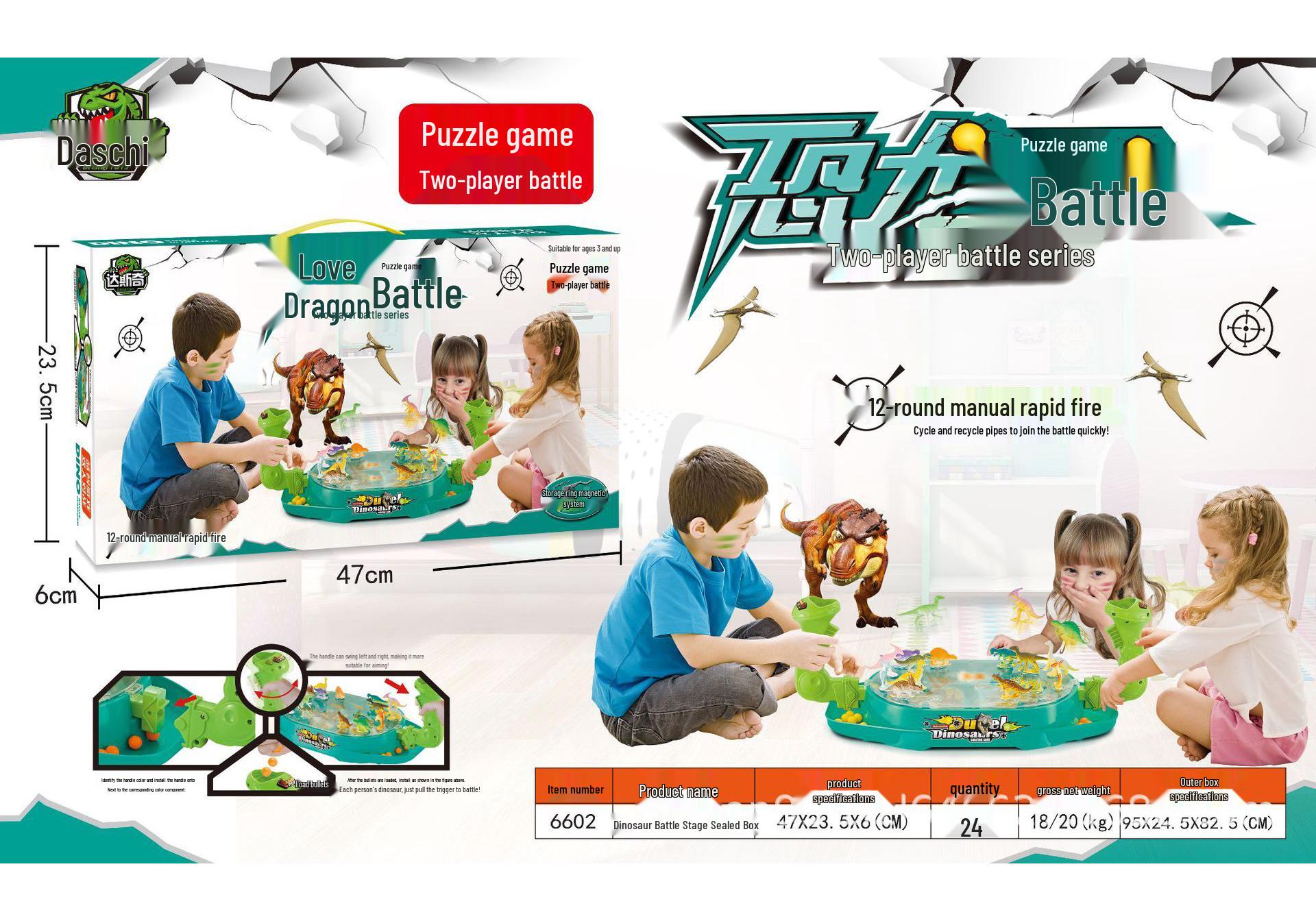 Kids  Two-Player Dinosaur Battle Launcher: Interactive Marble Shooting Game for Boys and Girls
