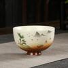 1pcs 100ml Coarse Pottery Teacup Single Cup Large Handmade  Ceramic Kung Fu Tea Set  Hand-painted Firewood Master Cup.