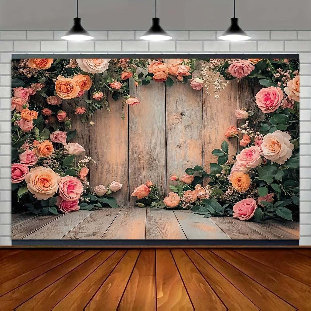 2D Plane, 1 Piece of Pink Flower Wooden Door, Romantic and Sweet Style, Used for Home Decoration and Parties