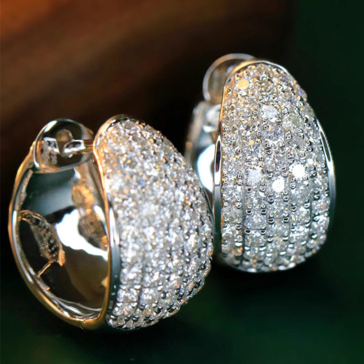 Luxury All Round Inlaid Zircon Formal Occasion Women Earring белый